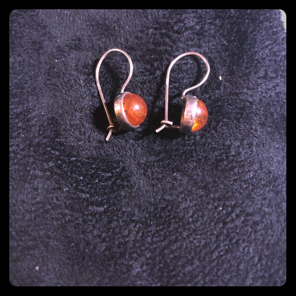 Silver and amber earrings
